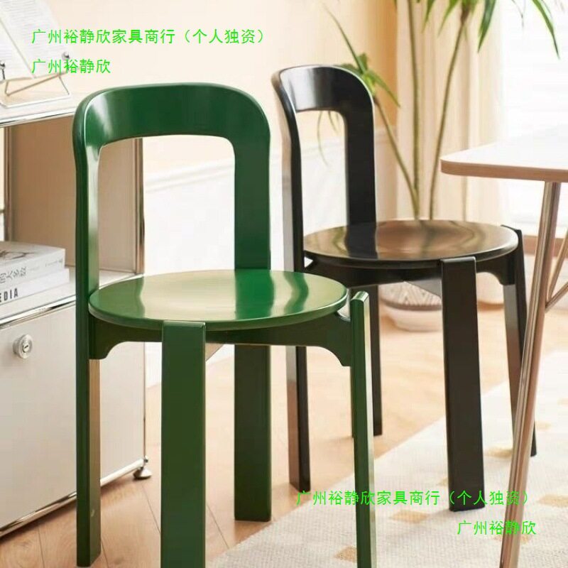 雷伊现代实木中古餐椅家用设计师客厅靠背小户型彩色椅子加厚网红