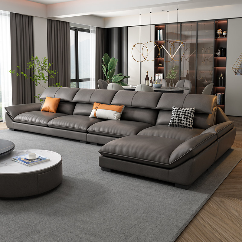 北欧科技布沙发客厅现代简约轻奢小户型三四人位乳胶生态真皮沙发