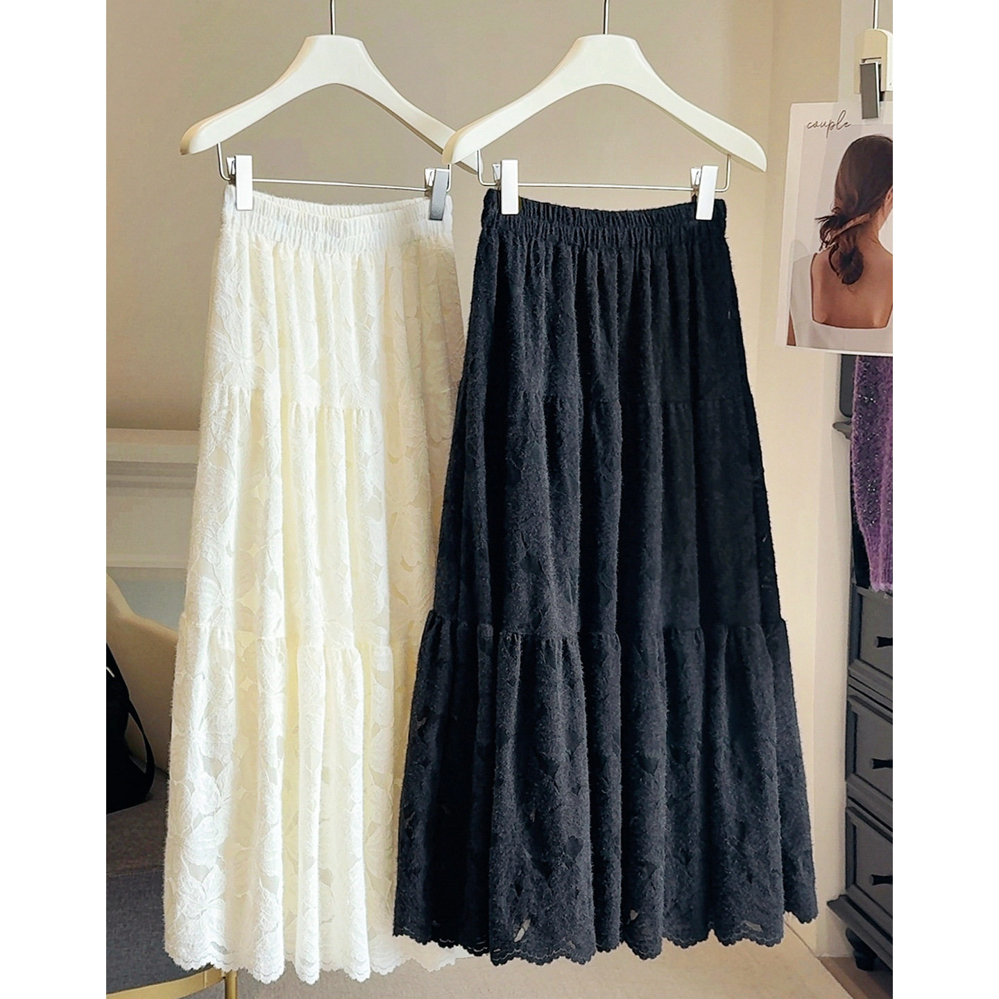 加绒加厚蕾丝半身裙女秋冬新款松紧高腰显瘦a字中长大摆蛋糕裙子,女装/女士精品,半身裙,淘宝优惠券,粉丝福利购,淘宝优惠卷