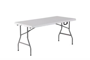 五英尺 一米五塑料+钢管休闲桌 吹塑中空折叠桌 对折可收腿管餐桌