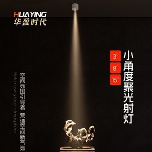 一束聚光射灯明装超薄小角度3W茶室氛围灯3度8度15度餐桌玄关灯