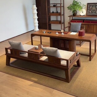茶桌2025新款高端茶桌家用实木沙发组合北美黑胡桃木宋氏美学现代