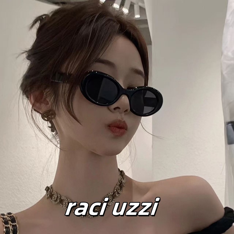 周扬青同款椭圆形黑色GM墨镜女款圆脸高级感太阳镜防紫外线配度数