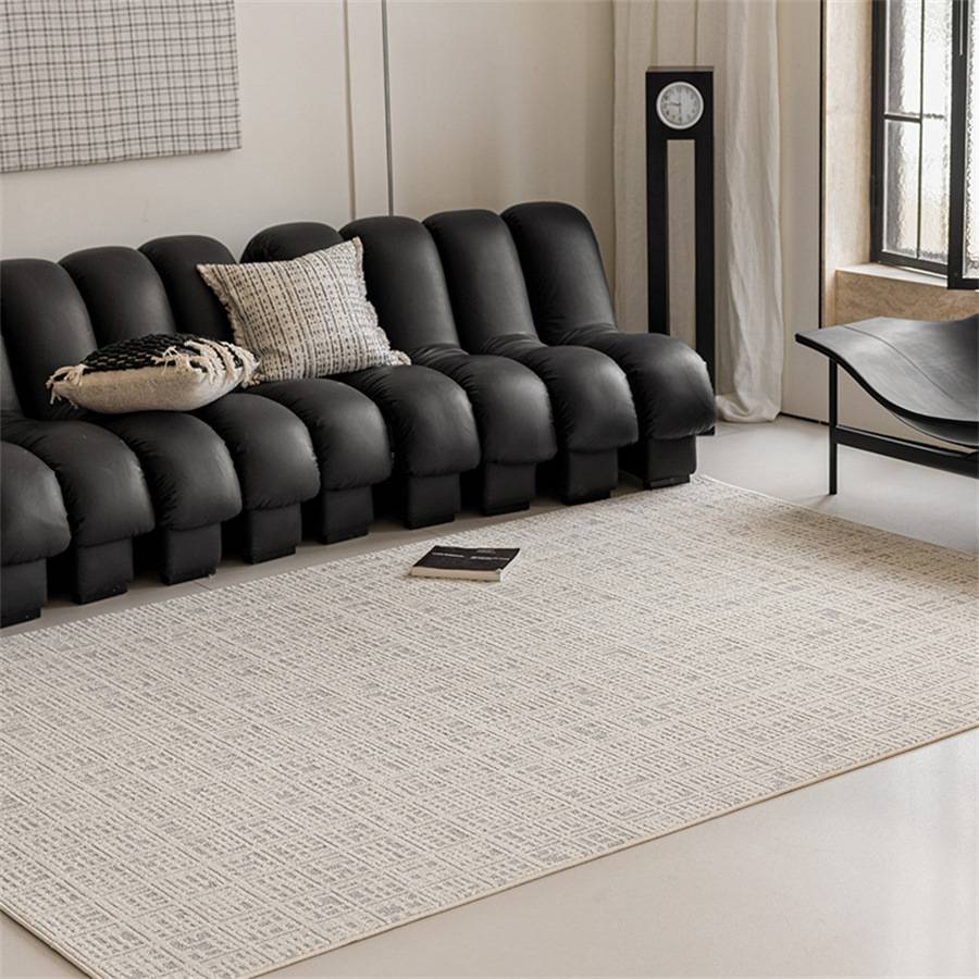 简约客厅沙发茶几卧室防水可擦硅藻丝极简风奶油风浮雕家用地毯垫