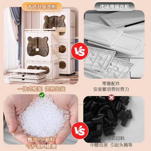 省折叠收柜971纳柜儿童衣柜家儿用婴童加厚无味收纳衣塑料空间收