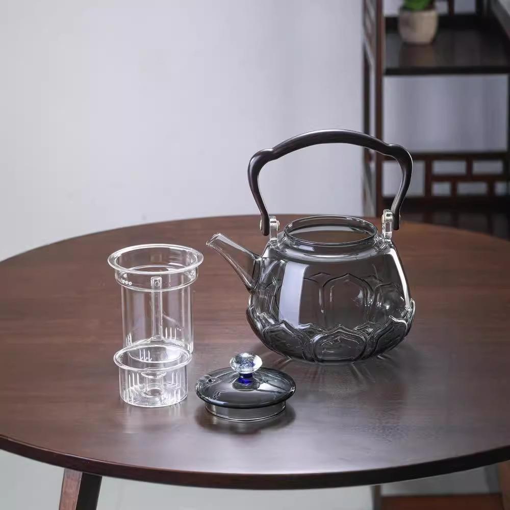 高硼硅耐高温透明烟灰茶壶煮茶炉耐热玻璃烧水茶壶家用大容量茶壶