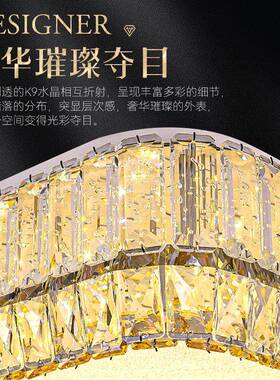 轻奢水晶屋吸顶餐灯全光谱护眼防671客蓝光厅灯家用现代简约全套