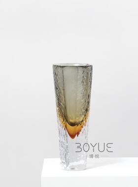 创意简约灰20220722色锤纹渐变琥珀鲜色琉花瓶样板璃软房民宿装花