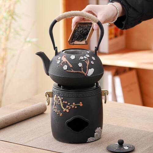 日式铸铁铁壶生茶铁烧水泡茶明火煮壶壶碳OTT火煮茶炉茶壶围炉煮