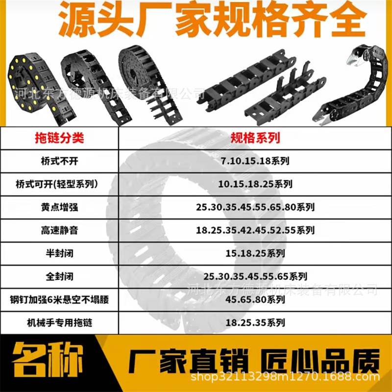 现货18*25全封闭工程桥式塑料拖链 GCTL原包颗粒塑料坦克拖链厂家