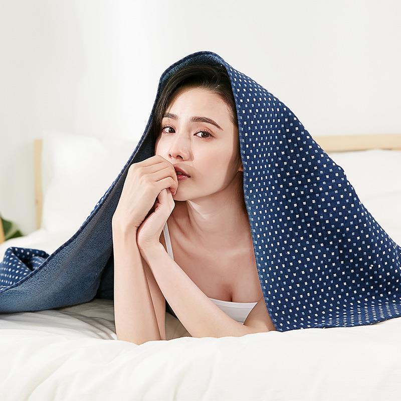 纯棉六件套2浴巾2毛巾2方巾纯棉吸水斑点单面纱布成人套装