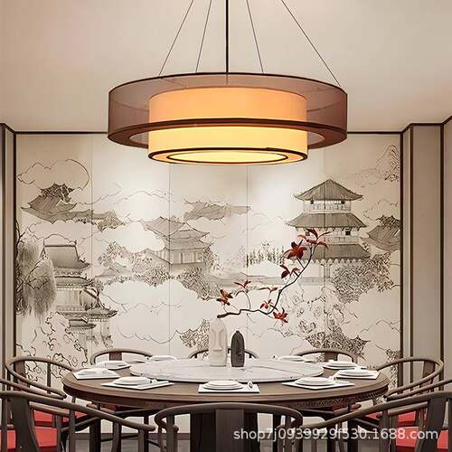 中式厢吊301灯餐厅包意复古氛围禅感2025新款中山酒店会客厅宴厅