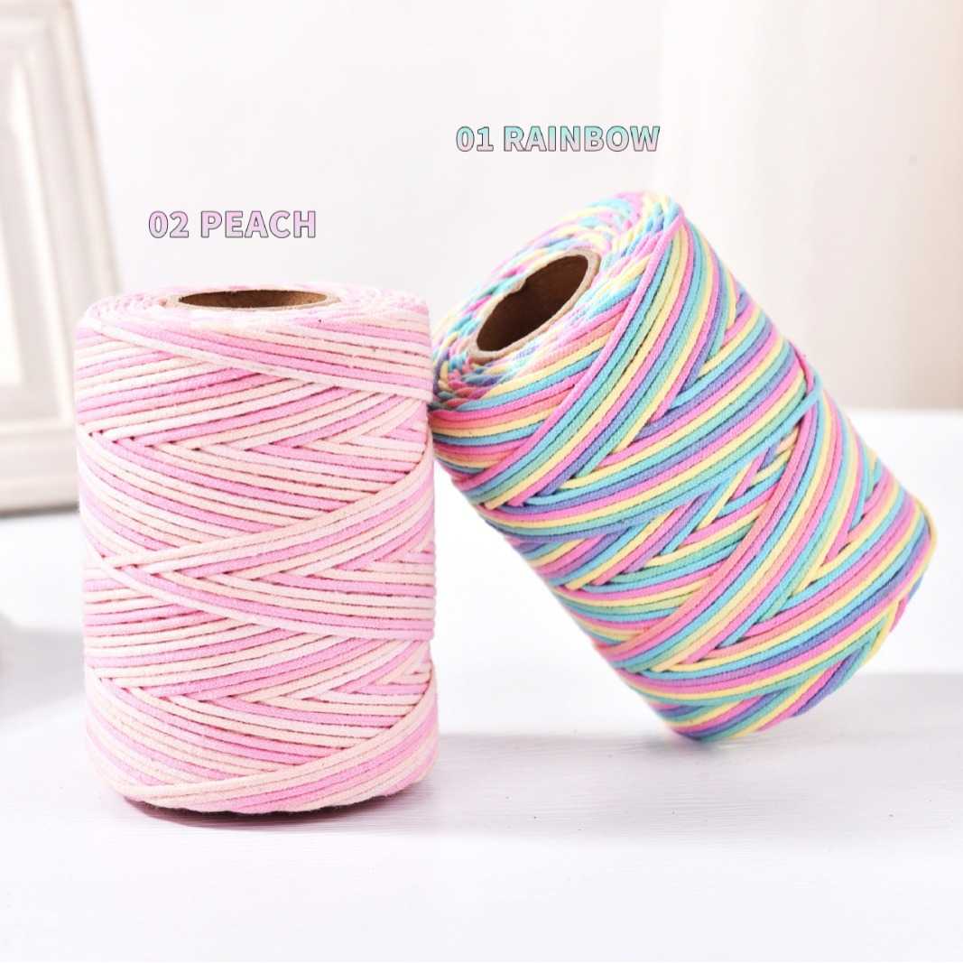 2mm渐变色棉绳 渐变色棉线100米 macrame手工diy材料绳子