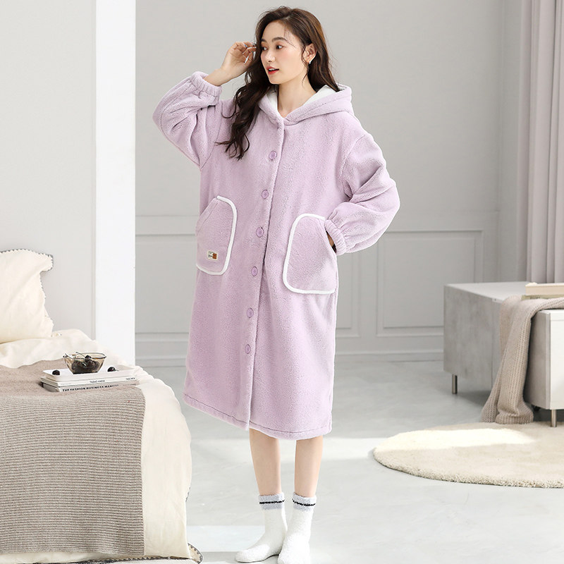 睡袍女士冬款珊瑚绒加绒加厚法兰绒浴袍2025新款可外穿秋冬季睡衣,女士内衣/男士内衣/家居服,睡袍/浴袍,淘宝优惠券,粉丝福利购,淘宝优惠卷