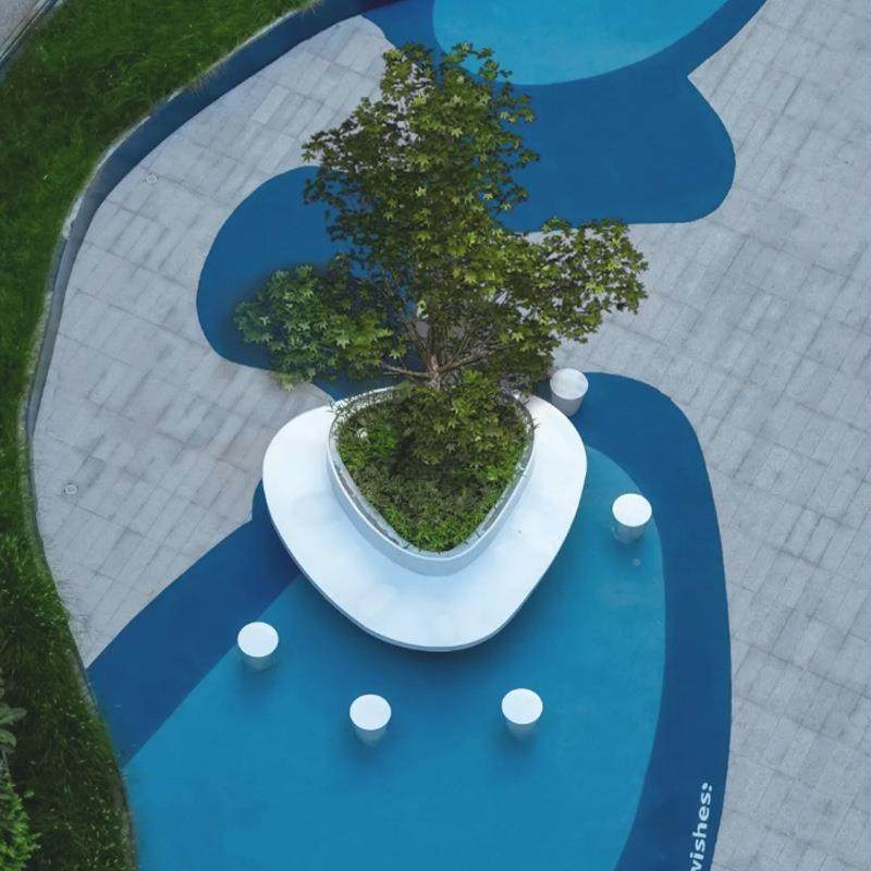 钢玻璃树池坐凳户城区改休息凳商场异造型大花盆外座椅学096校景