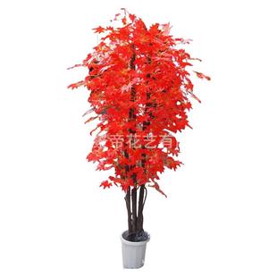 仿真红枫假物型装 饰花落地家居布红置NUR植2米大枫树造型