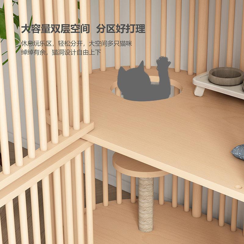 实木猫屋别墅猫舍150大猫空间笼子双层猫毛猫房繁育木猫窝实猫笼
