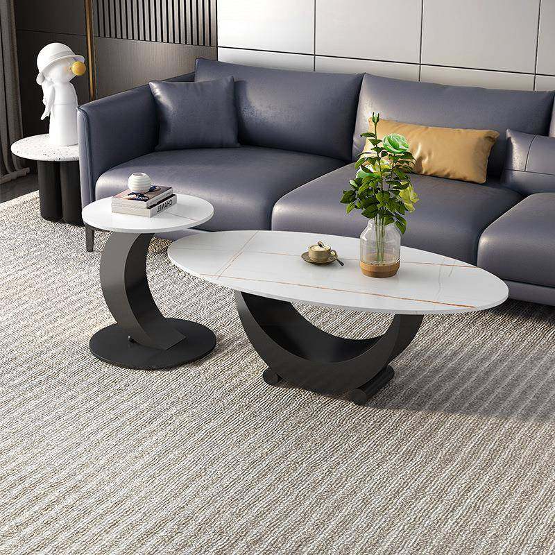 沙现代奢岩板发客YXR茶几轻小户型椭圆形组合大小厅家具简约子母