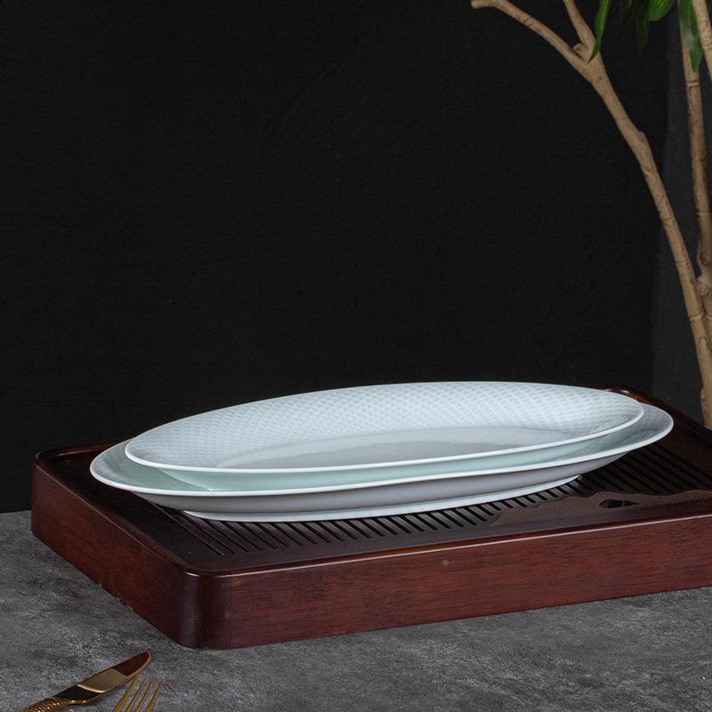 酒高温白瓷1MWS5寸英船形凉菜盘盘店餐厅热菜鱼盘特色蒸鱼盘子