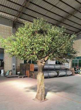 仿真橄榄QNA树装商场酒庭院别墅店布景具摆件假树假绿饰道植