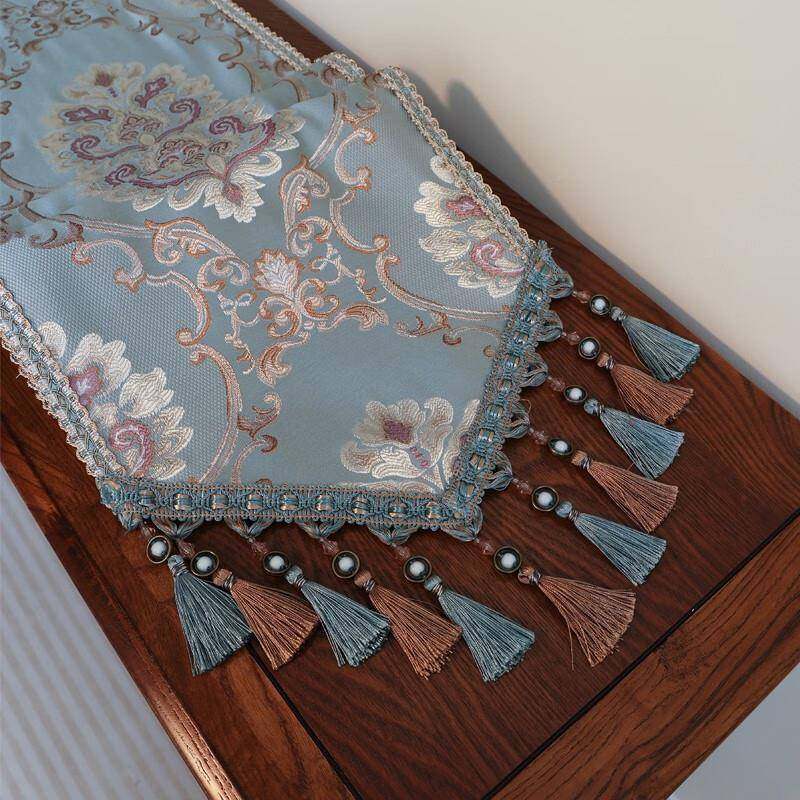 边桌旗美式轻餐桌布中间装柜饰长条奢HAA电视台布柜盖布欧式高端