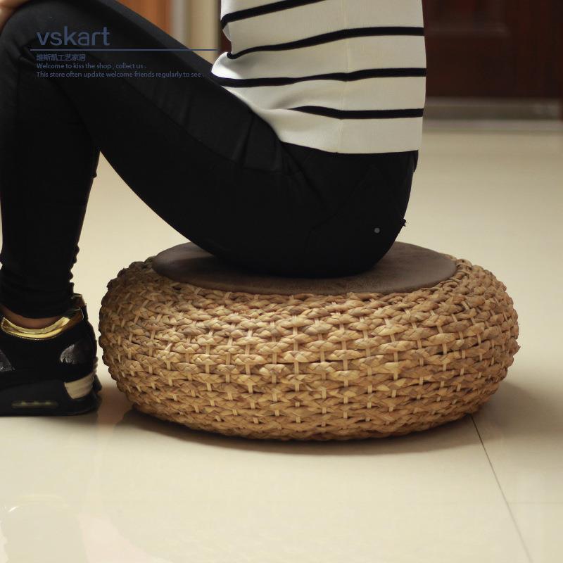 蒲团坐垫草编榻榻米打坐垫阳地草墩加厚蒲藤编墩圆FS755609形坐台