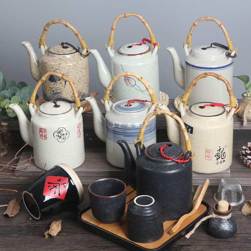 大老式陶瓷茶壶套装带滤网号酒提梁单壶家用凉壶F8756TT8水壶餐厅