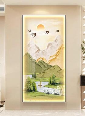 玄画关油装饰现代奶风入户正对档门走46464廊过道灯光画高寓意好