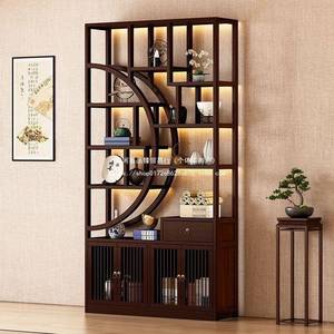 新中式博古架TTV办公室多宝断阁展柜茶柜红网示入户玄关柜隔柜置