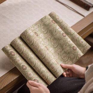 菱件卷草纹茶纹新中式禅意茶茶道垫子手工长茶具配套百搭款席桌旗