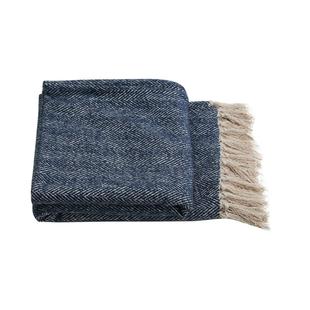 1VR样板间黄色蓝色呢绒流苏搭毯床尾酒店民床宿尾毯软巾F76M96J5P