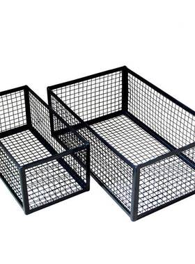 镂空格铁篮子长方形铁丝网收纳篮号铁大宠艺物ADO框黑白色
