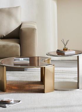 轻奢简约圆形茶茶几客厅端小型LQL现代设计师小桌子高家用阳台小