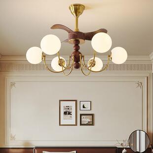 法式 中古风魔豆灯吊一体吊扇灯复餐古客厅扇A9008灯吊灯风厅灯中