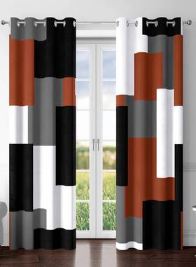 225年新品方格覆全全遮光印遮光膜3D数印花个性窗帘国0外码仓库跨