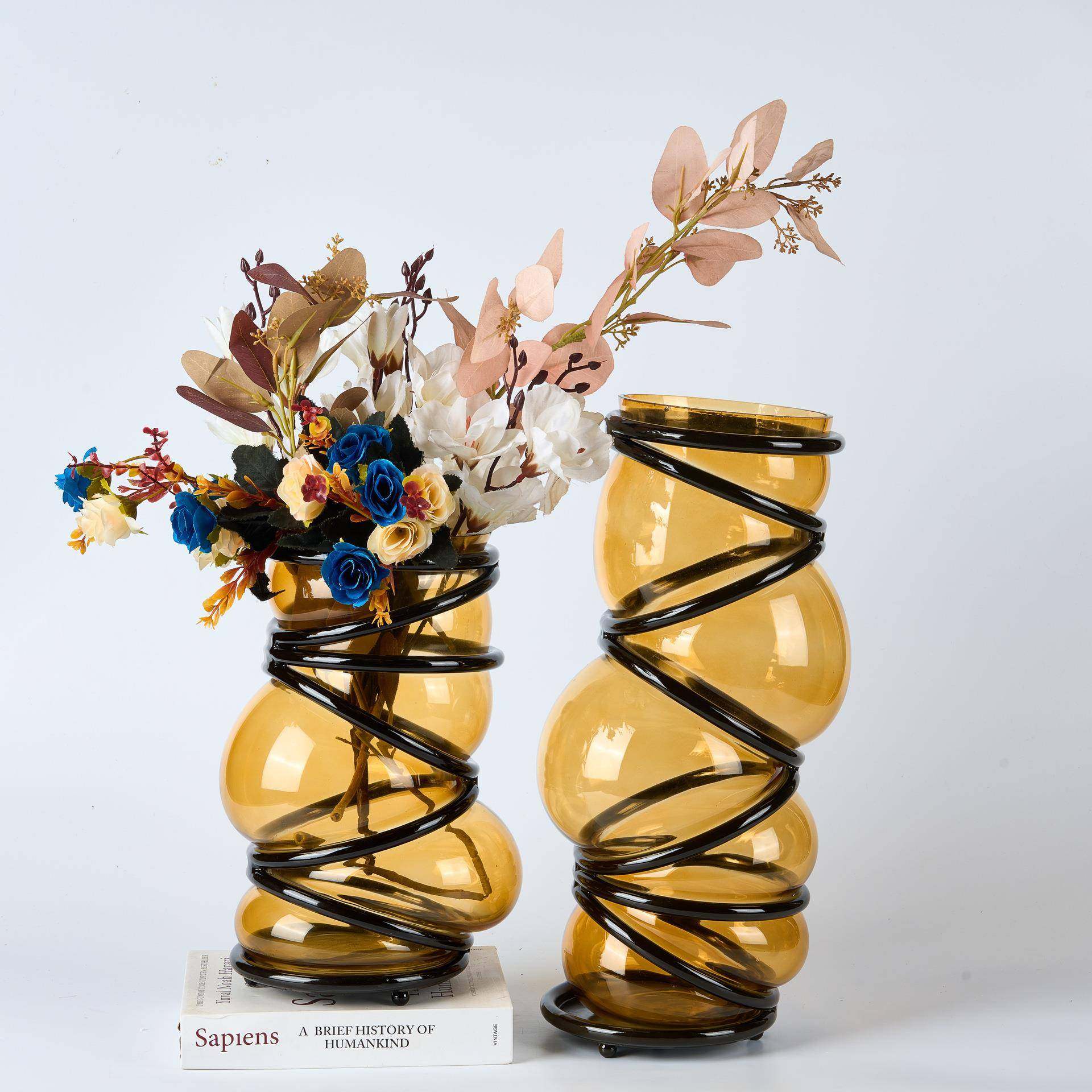 板现代简约玻璃缠脚绕花器木质高685果盘创摆件桌面餐意桌装饰品,农机/农具/农膜,其它农用工具,淘宝优惠券,粉丝福利购,淘宝优惠卷