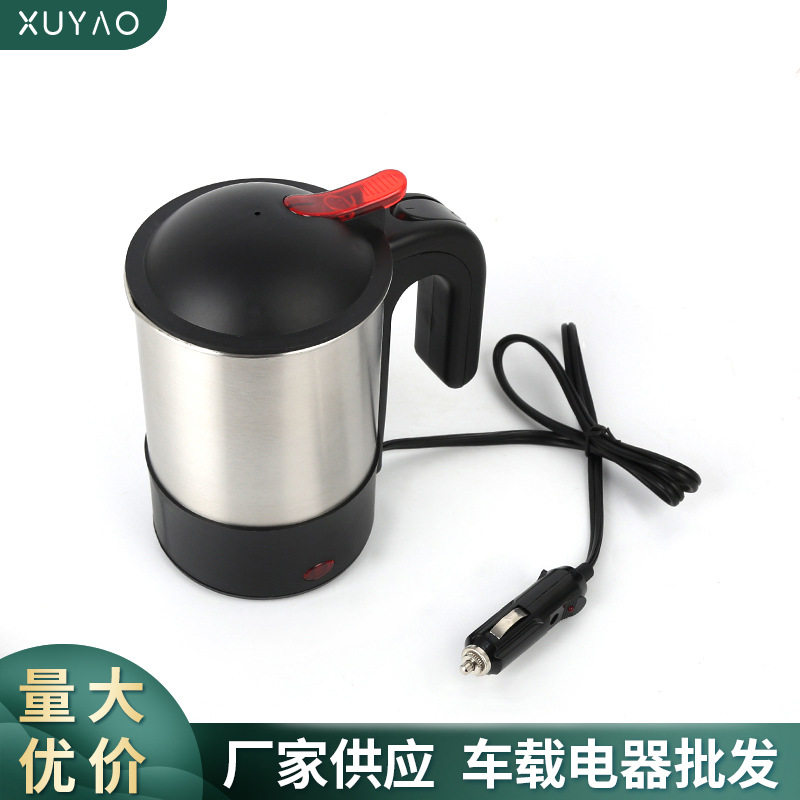 不锈钢12V24V车载烧水壶 汽车小容量0.5L热水壶 加热保温电水壶