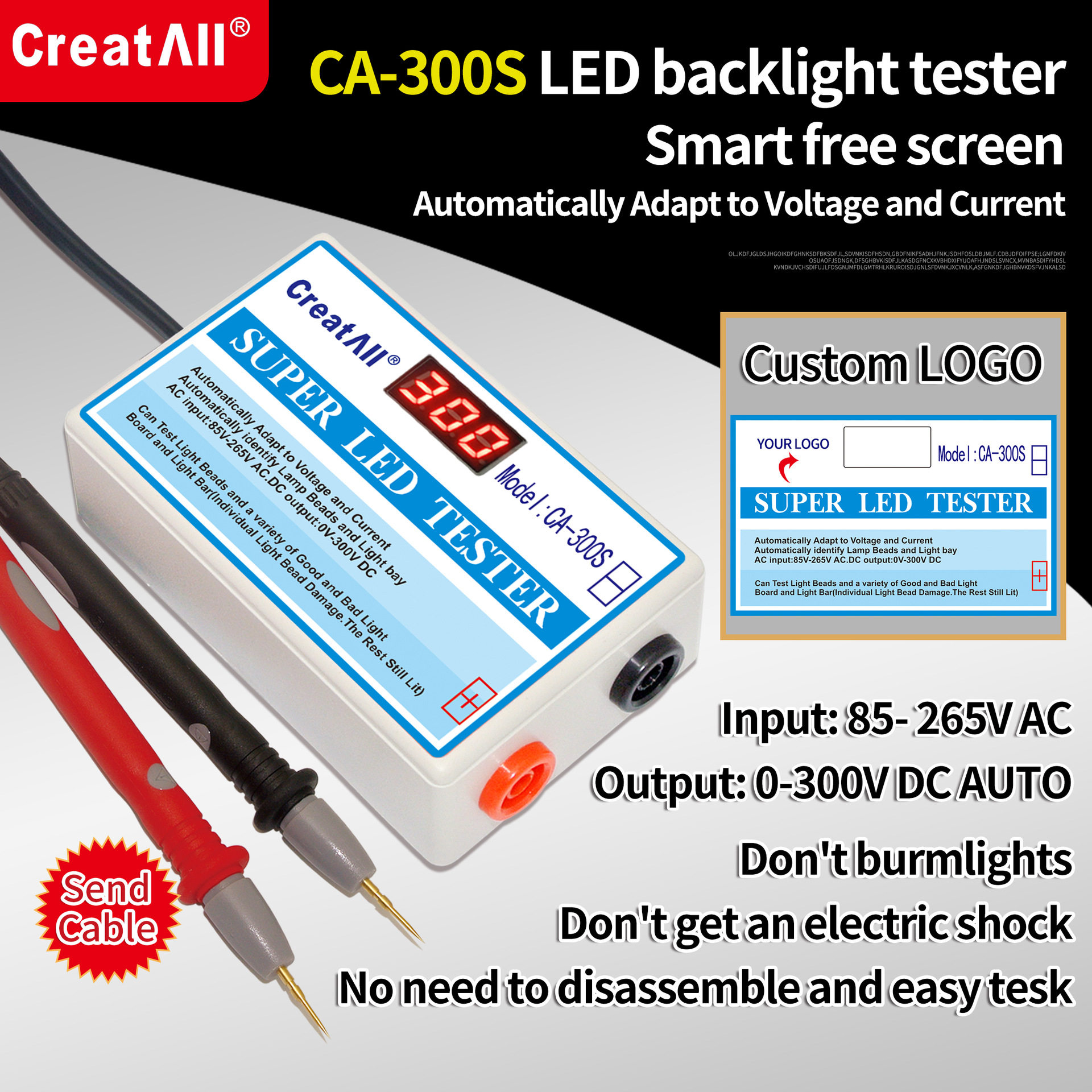英文CA-300S超亮版LED测试仪免拆液晶屏LED背光灯条灯珠测试工具