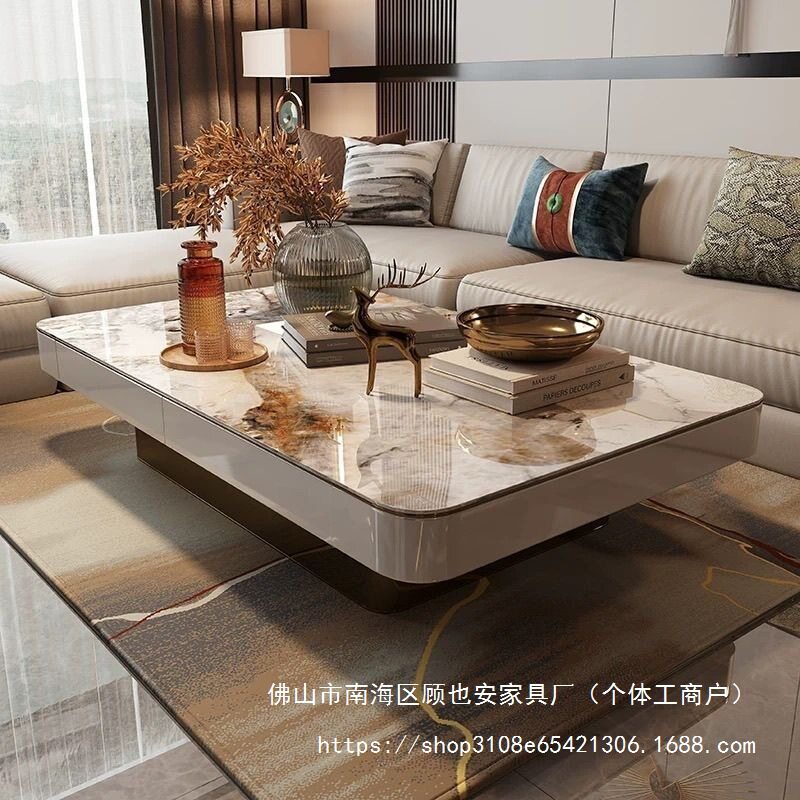 2026新款现代E0级大理石收纳茶几轻奢小户型客厅茶几豪华晶石gya