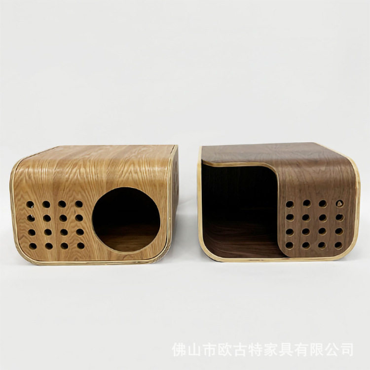 2024新品出口曲木树洞猫窝猫产房立式猫窝现代猫咖宠物用品猫猫窝