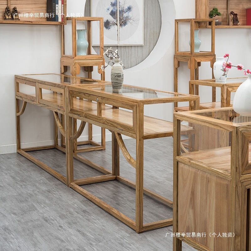 新中式柜台展柜货架珠宝柜简约现代首饰玉器玻璃陈列柜展示柜壁柜