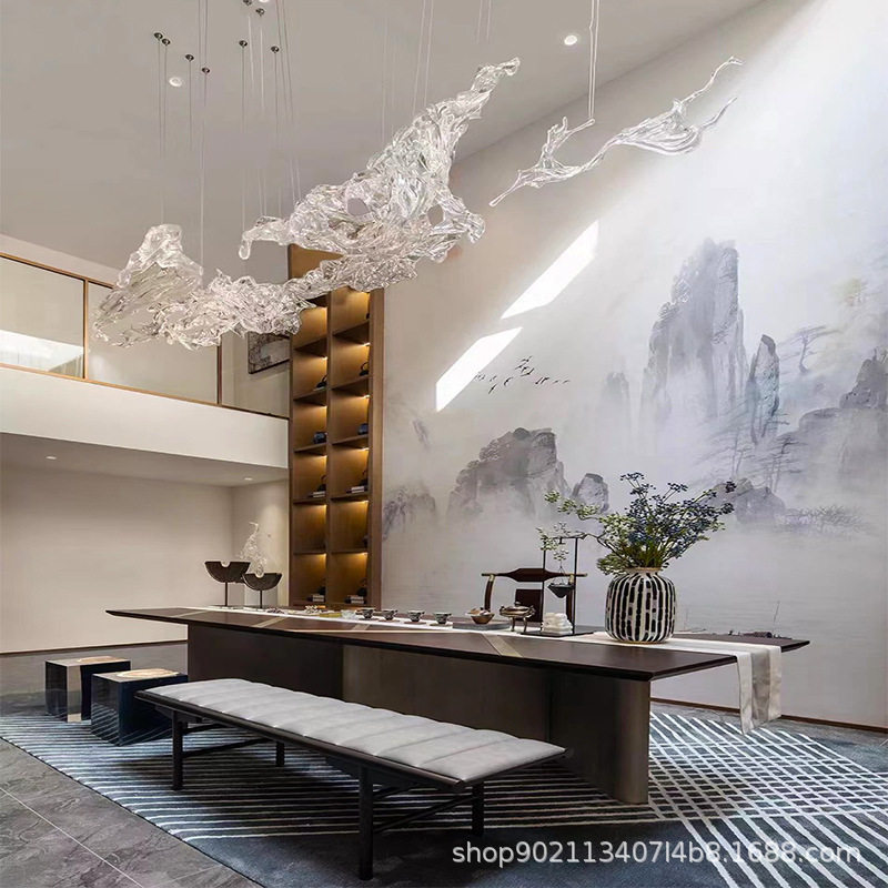 琉璃石头艺术吊灯水晶灯酒店大堂客厅吊灯售楼部大厅工程灯具定制