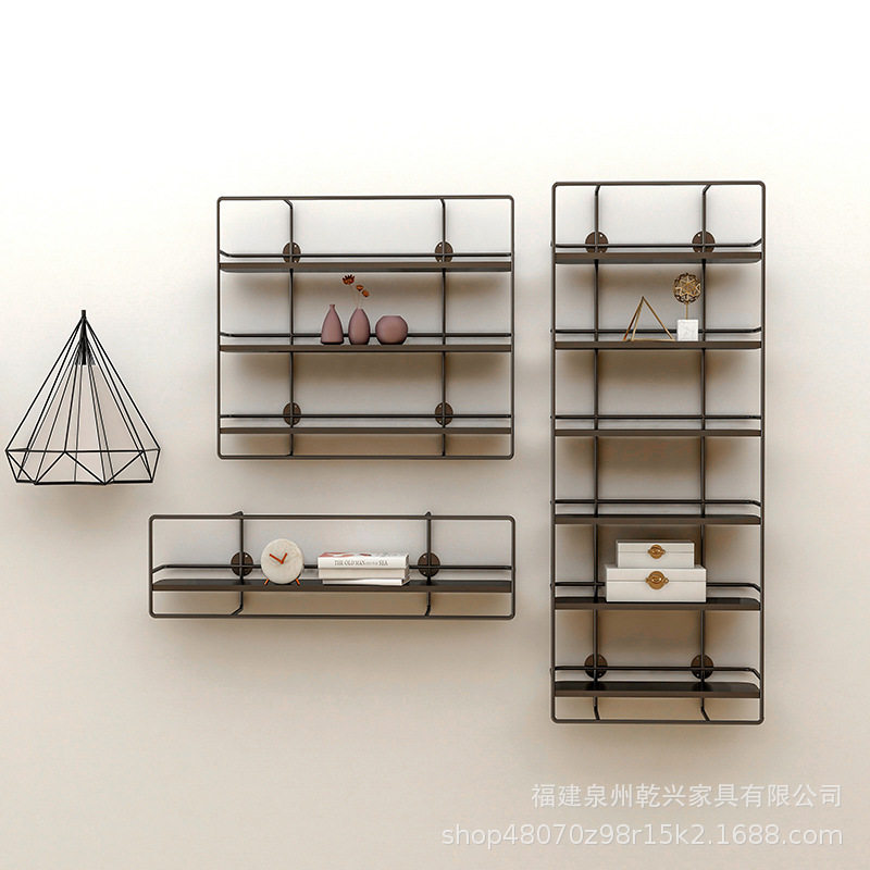 铁艺墙上置物架简约现代卧室沙发电视墙背景一字隔板壁挂装饰书架