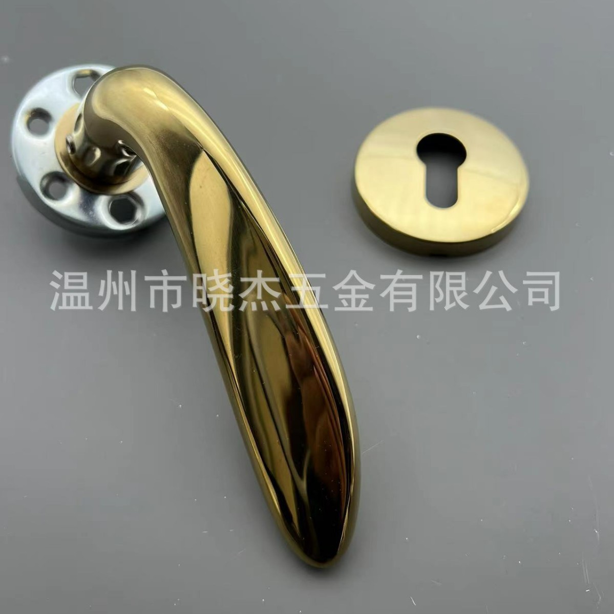 金色PVD分体把手门锁铝合金
