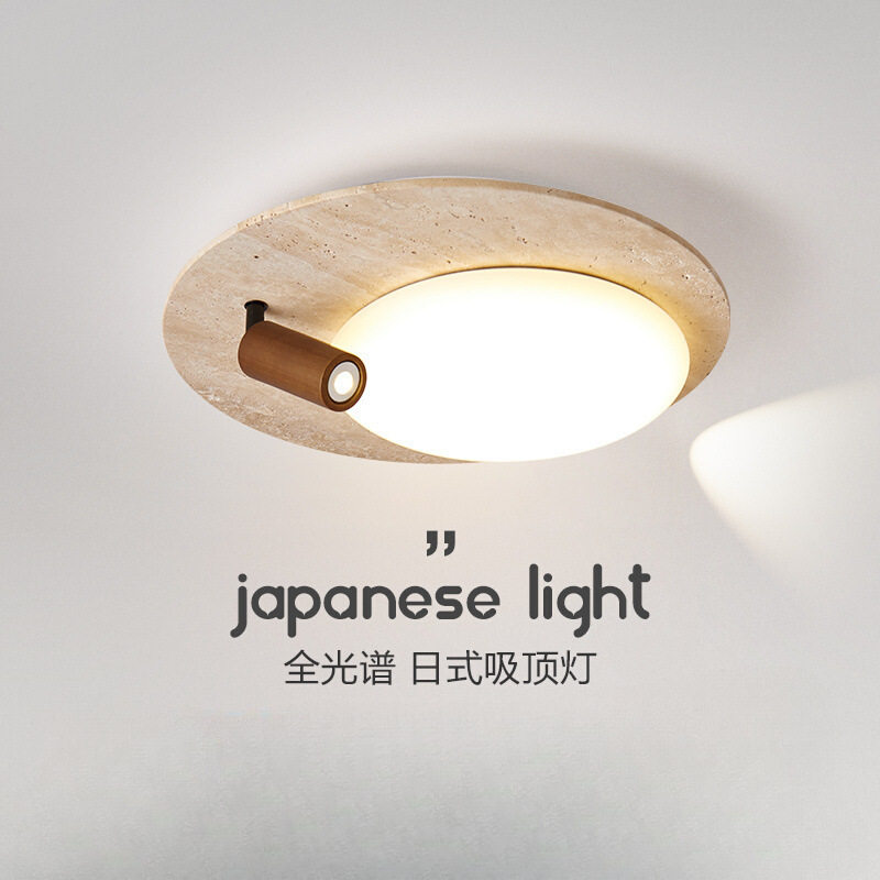 法式中古风吸顶灯2025新款奶油风家用创意黄洞石餐厅卧室客厅圆灯