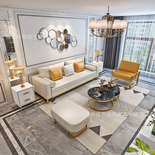 现代小户型客厅家具套装 白色烤漆电视柜方形茶几边柜沙发凳组合