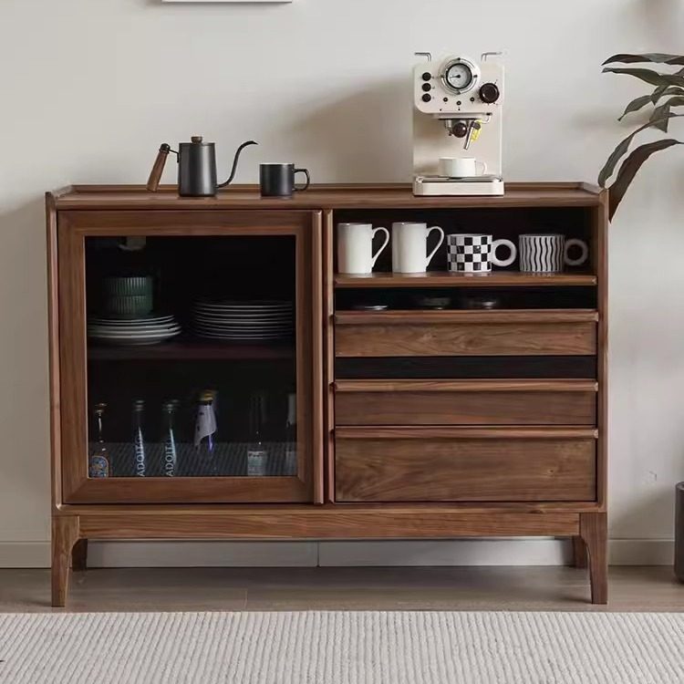 黑胡桃木全实木餐边柜现代简约餐厅多功能储物收纳柜家用茶水柜,电子元器件市场,电线扎带/束线带,淘宝优惠券,粉丝福利购,淘宝优惠卷