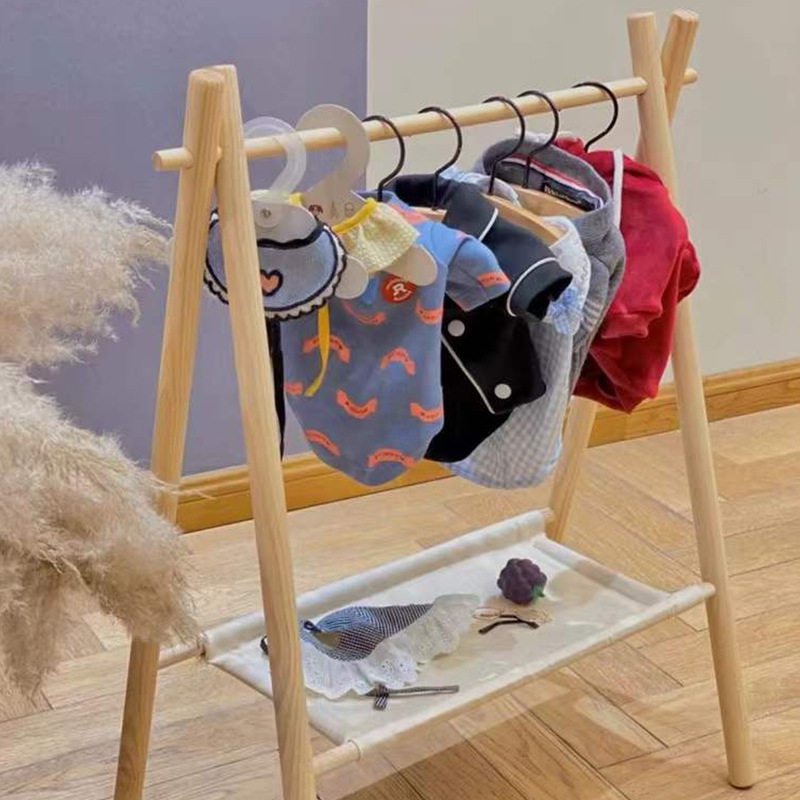 宠物实木衣架狗狗衣橱迷你衣柜落地宠物衣服收纳架衣帽架猫咪衣架