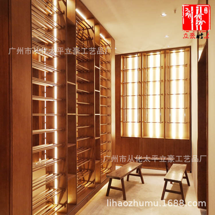 广州立豪竹木家具厂竹制酒架竹酒柜竹制藏酒架酒水展架展柜竹家具