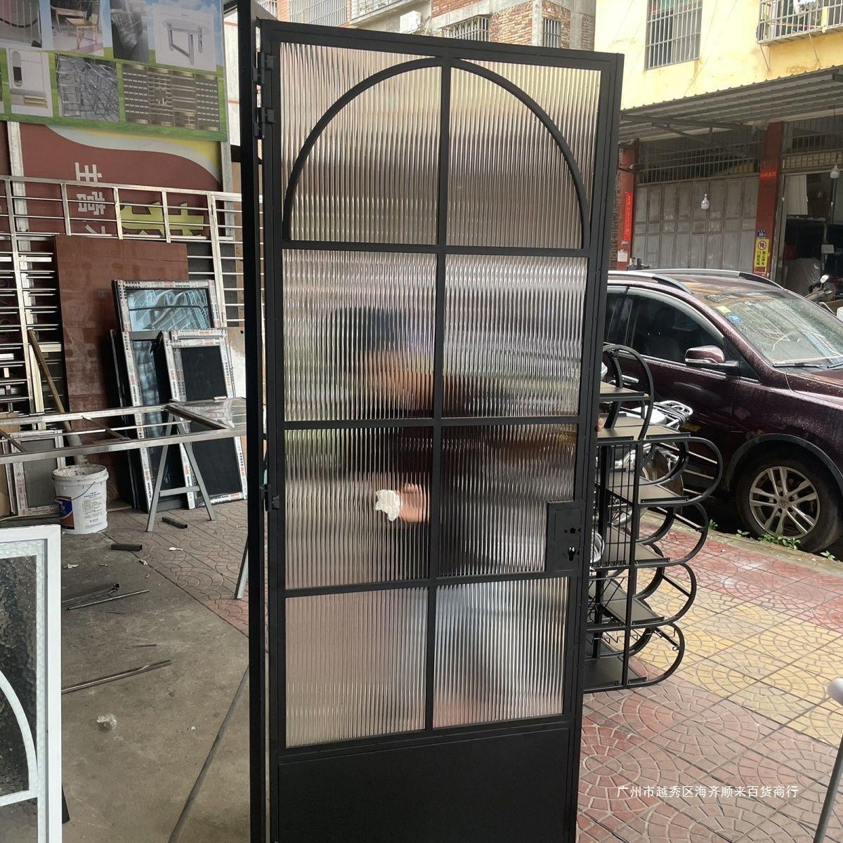 简航家用平开店铺装修门窗拱形半弧形设计老款圆弧超白玻璃门